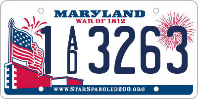 MD license plate 1AD3263