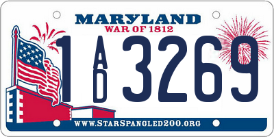 MD license plate 1AD3269