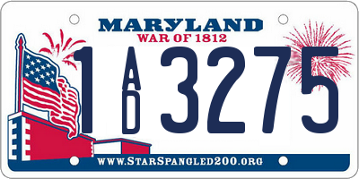 MD license plate 1AD3275