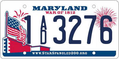 MD license plate 1AD3276