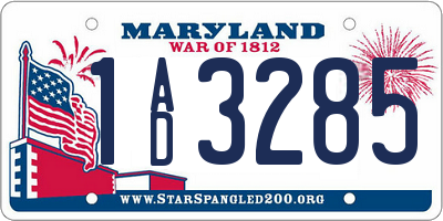 MD license plate 1AD3285