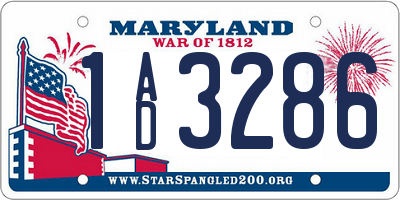 MD license plate 1AD3286