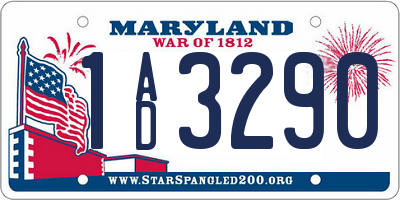 MD license plate 1AD3290