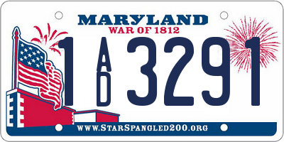 MD license plate 1AD3291