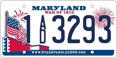 MD license plate 1AD3293