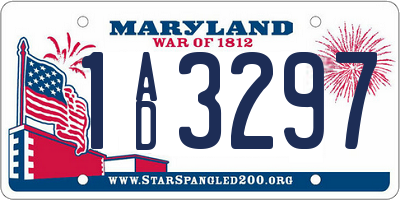 MD license plate 1AD3297