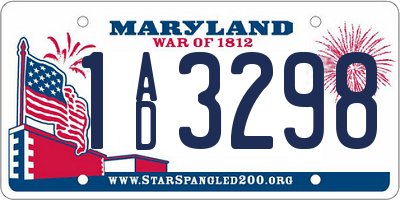 MD license plate 1AD3298