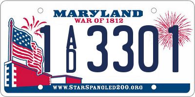 MD license plate 1AD3301