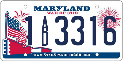 MD license plate 1AD3316