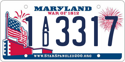 MD license plate 1AD3317