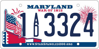 MD license plate 1AD3324