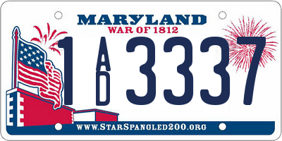 MD license plate 1AD3337