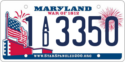 MD license plate 1AD3350
