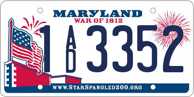 MD license plate 1AD3352