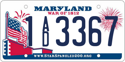 MD license plate 1AD3367