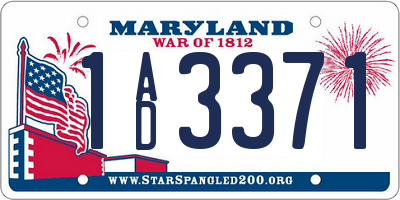 MD license plate 1AD3371