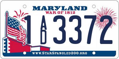MD license plate 1AD3372