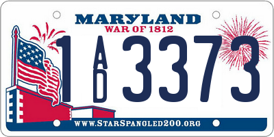 MD license plate 1AD3373