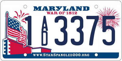 MD license plate 1AD3375