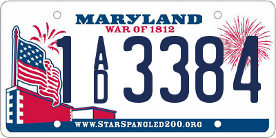 MD license plate 1AD3384