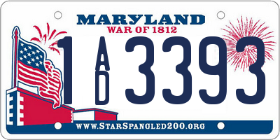 MD license plate 1AD3393