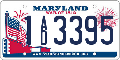 MD license plate 1AD3395