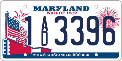 MD license plate 1AD3396