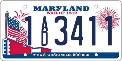 MD license plate 1AD3411