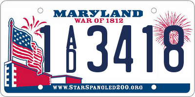 MD license plate 1AD3418