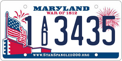 MD license plate 1AD3435