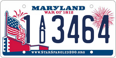 MD license plate 1AD3464