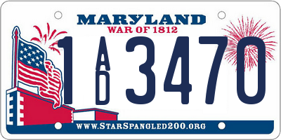 MD license plate 1AD3470