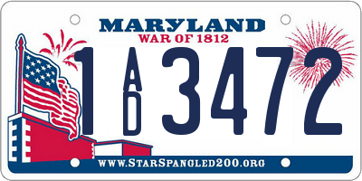 MD license plate 1AD3472