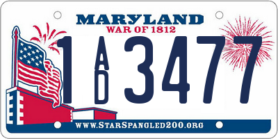 MD license plate 1AD3477