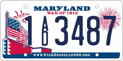 MD license plate 1AD3487