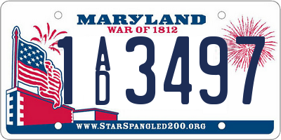 MD license plate 1AD3497