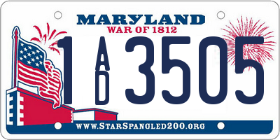 MD license plate 1AD3505