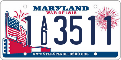 MD license plate 1AD3511