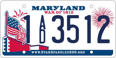 MD license plate 1AD3512