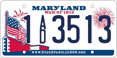 MD license plate 1AD3513