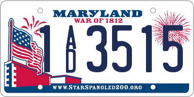 MD license plate 1AD3515