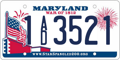 MD license plate 1AD3521