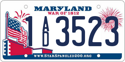 MD license plate 1AD3523
