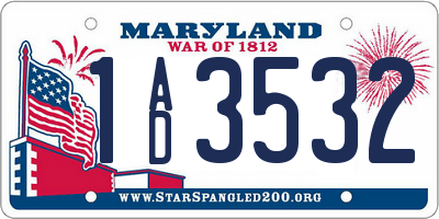 MD license plate 1AD3532