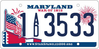 MD license plate 1AD3533