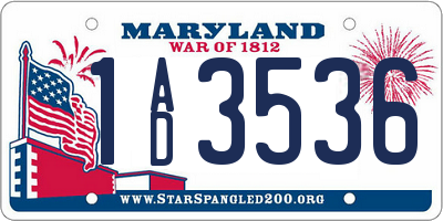 MD license plate 1AD3536