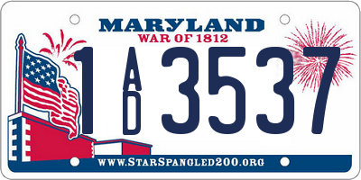 MD license plate 1AD3537