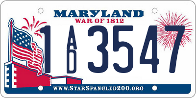 MD license plate 1AD3547