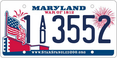 MD license plate 1AD3552