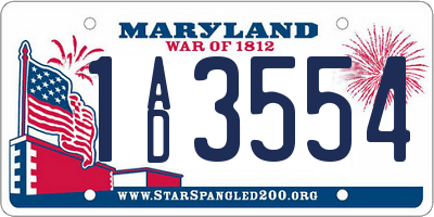 MD license plate 1AD3554